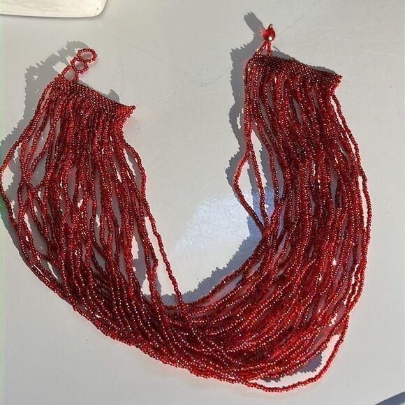 24 Strand Pill Bead Necklace - Red & Beautiful - Picture 10 of 12